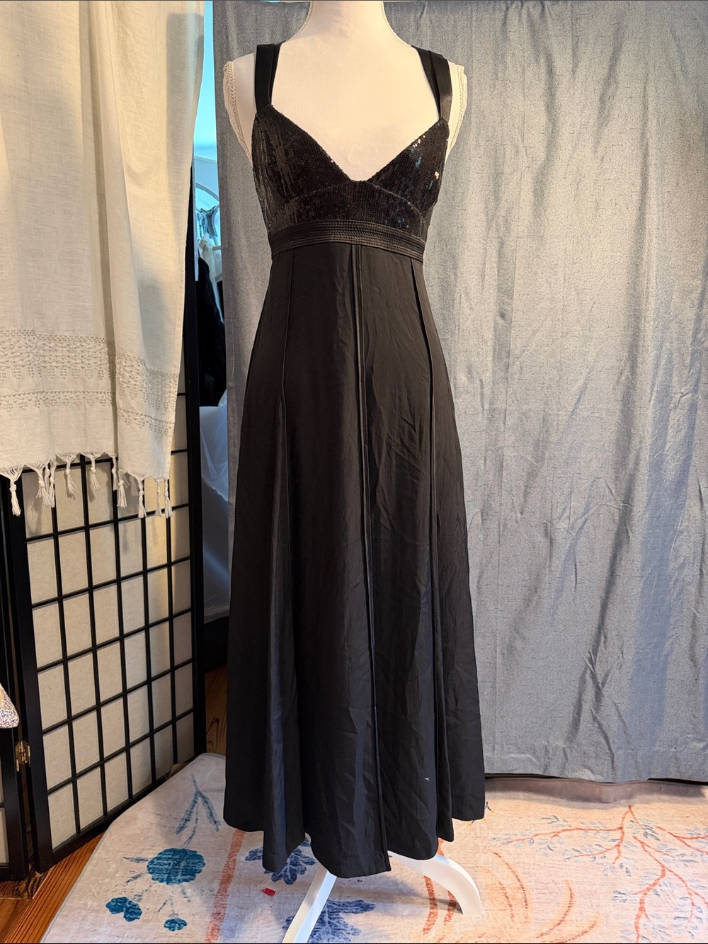 Jason Wu Black Sequin Bodice Maxi Dress